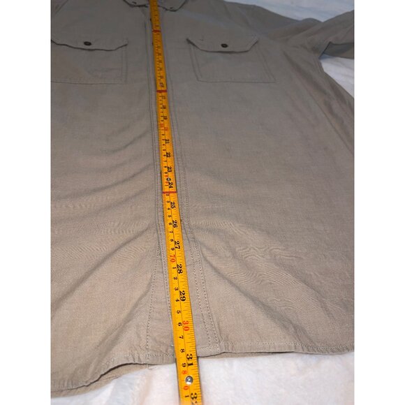 Carhartt Short Sleeve Button-Up Shirt - L Regular - Tan 100% Cotton Workwear - Picture 7 of 9